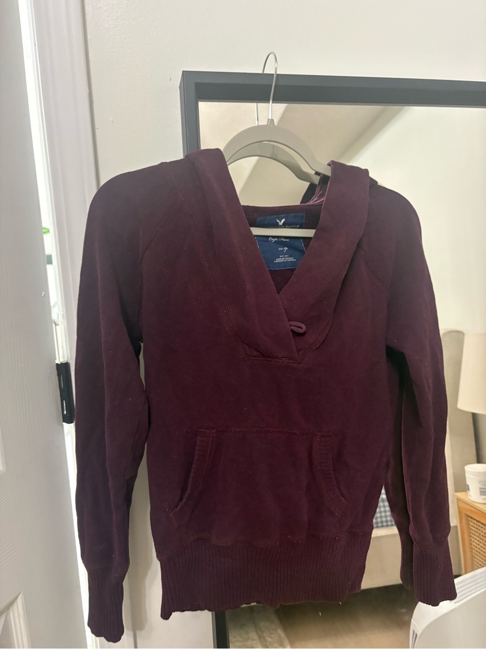 American Eagle Outfitters Women's Burgundy Shawl Collar Pullover Sweater